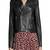 Womens genuine lambskin black leather motorcycle slim fit designer ladies biker jacket-cl-w367