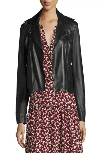 women's black lambskin leather biker jacket classic moto zip style modern genuine