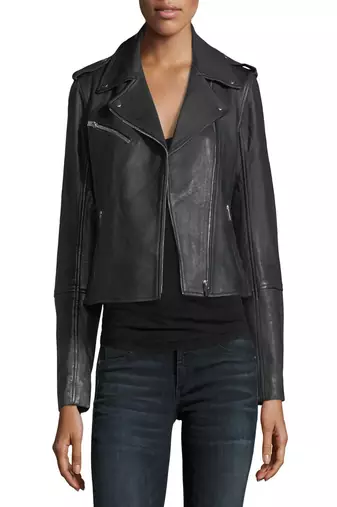 Womens genuine lambskin black leather motorcycle slim fit designer ladies biker jacket-cl-w368
