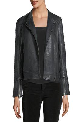 women's black lambskin leather biker jacket classic moto zip style modern superior 2