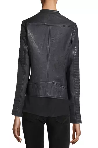 women's black lambskin leather biker jacket classic moto zip style modern superior