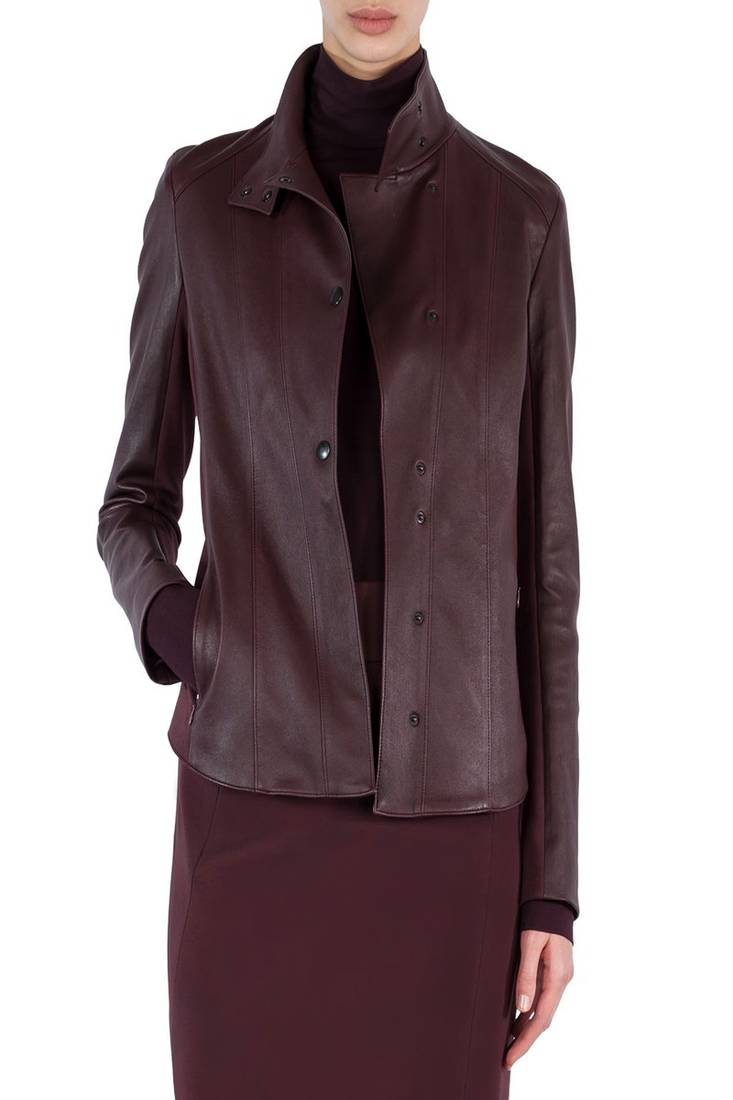 Womens genuine lambskin maroon leather motorcycle slim fit designer ladies biker jacket-cl-w369