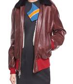 Womens genuine lambskin maroon leather motorcycle slim fit designer ladies biker jacket-cl-w371