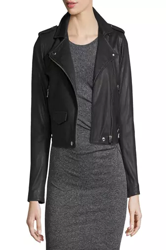 Womens genuine lambskin black leather motorcycle slim fit designer ladies biker jacket-cl-w373