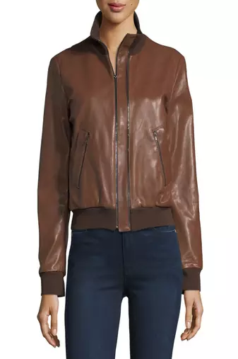 Womens genuine lambskin brown leather motorcycle slim fit designer ladies biker jacket-cl-w374