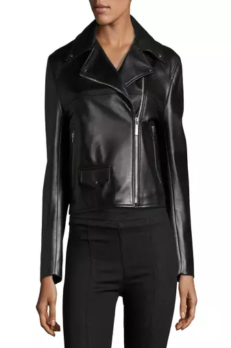 Womens genuine lambskin black leather motorcycle slim fit designer ladies biker jacket-cl-w375