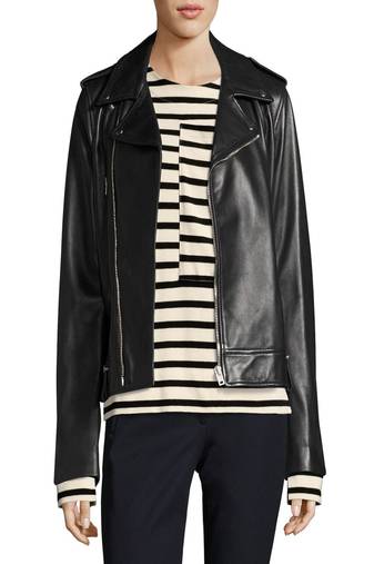 Womens genuine lambskin black leather motorcycle slim fit designer ladies biker jacket-cl-w377