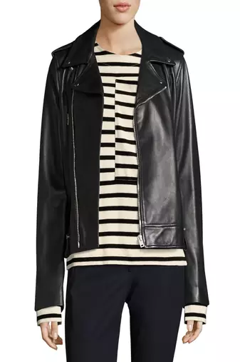 Womens genuine lambskin black leather motorcycle slim fit designer ladies biker jacket-cl-w377