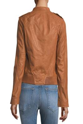 women's black lambskin leather biker jacket classic moto zip style modern versatile 2