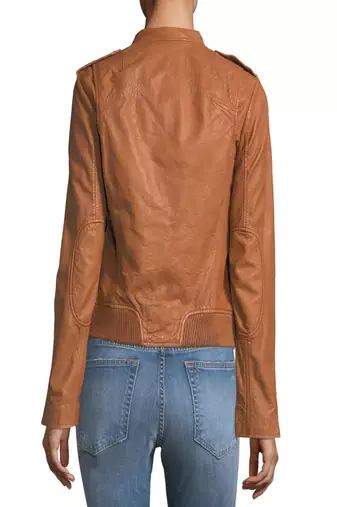 women's black lambskin leather biker jacket classic moto zip style modern versatile