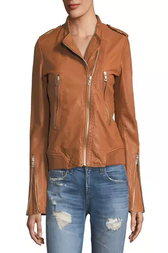 Womens genuine lambskin black leather motorcycle slim fit designer ladies biker jacket-cl-w379
