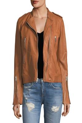 women's black lambskin leather biker jacket classic moto zip style modern versatile 3
