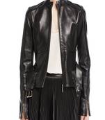 women's black lambskin leather biker jacket classic moto zip style modern timeless