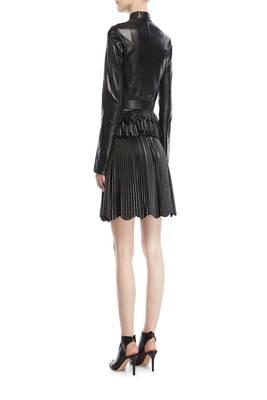 women's black lambskin leather biker jacket classic moto zip style modern luxury 2