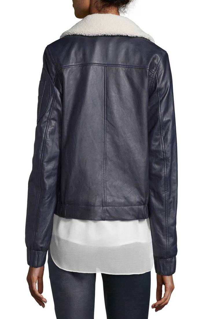 Womens genuine lambskin black leather motorcycle slim fit designer ladies biker jacket-cl-w386