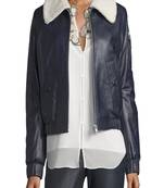 women's black lambskin leather biker jacket classic moto zip style modern deluxe