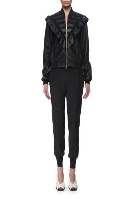 women's black lambskin leather biker jacket classic moto zip style modern elite 1