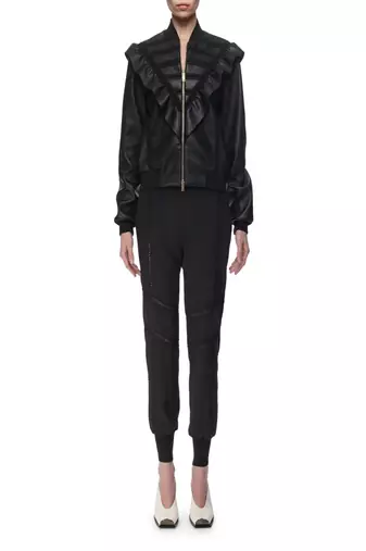 Womens genuine lambskin black leather motorcycle slim fit designer ladies biker jacket-cl-w387