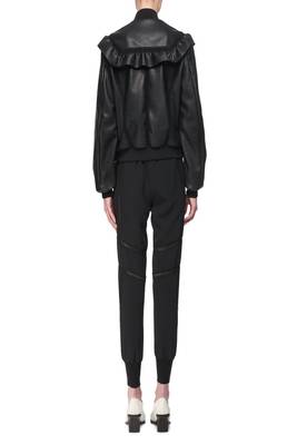 women's black lambskin leather biker jacket classic moto zip style modern elite 2