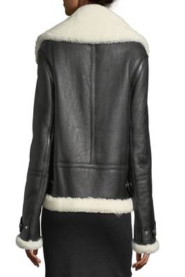 women's black lambskin leather biker jacket classic moto zip style modern select 2