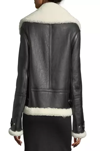 women's black lambskin leather biker jacket classic moto zip style modern select
