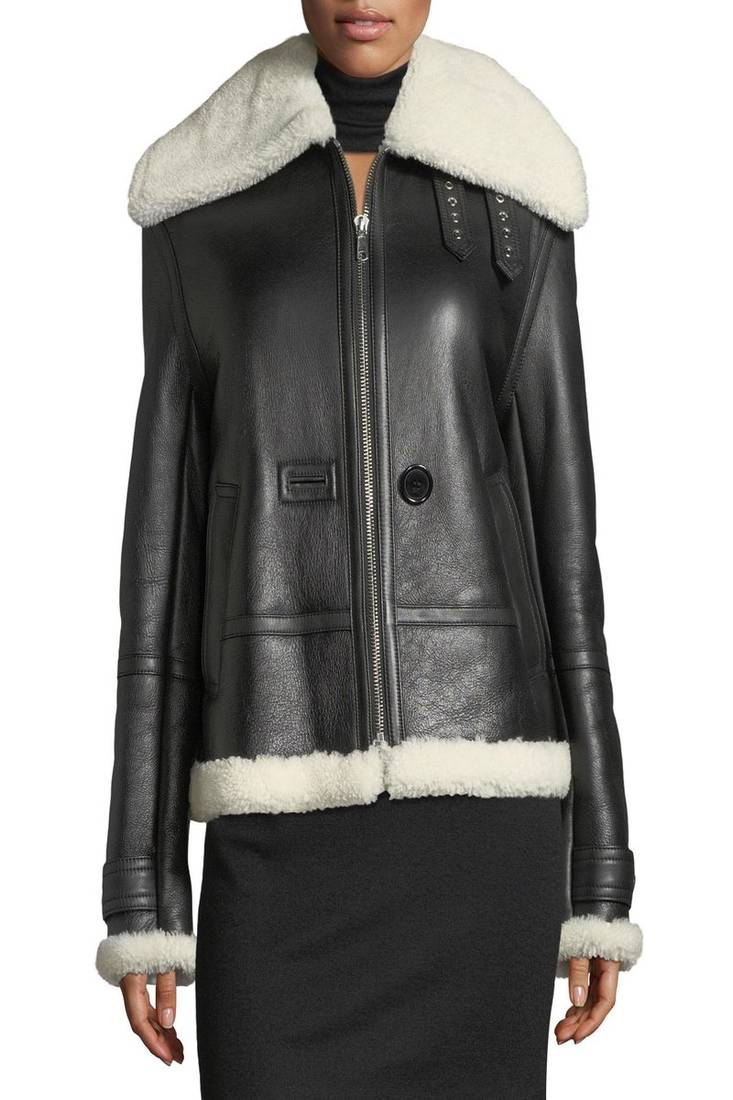 Womens genuine lambskin black leather motorcycle slim fit designer ladies biker jacket-cl-w389