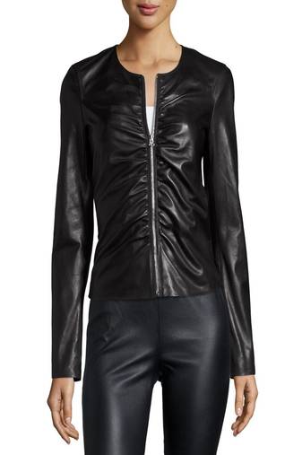 Womens genuine lambskin black leather motorcycle slim fit designer ladies biker jacket-cl-w390