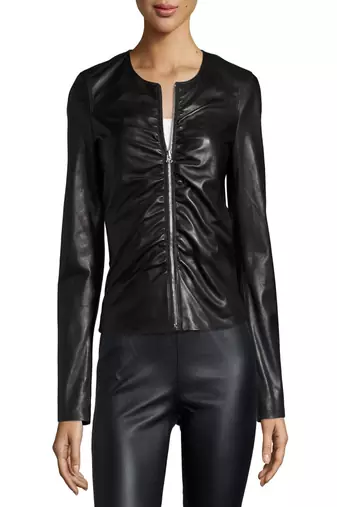 Womens genuine lambskin black leather motorcycle slim fit designer ladies biker jacket-cl-w390