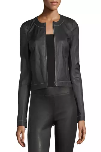 Womens genuine lambskin black leather motorcycle slim fit designer ladies biker jacket-cl-w393