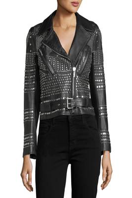 women's black lambskin leather biker jacket classic moto zip style modern high quality 1