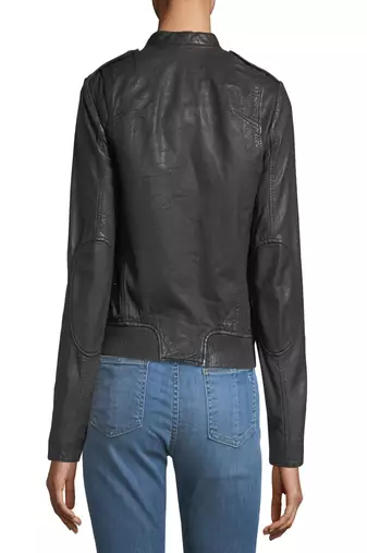 women's black lambskin leather biker jacket classic moto zip style modern fine