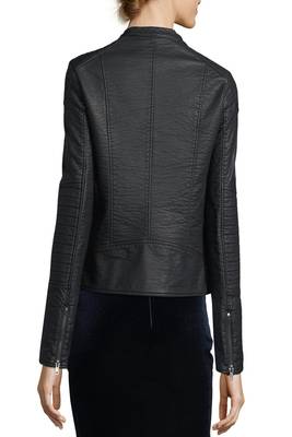 women's black lambskin leather biker jacket classic moto zip style modern pro 2