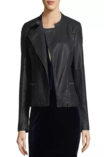 Womens genuine lambskin black leather motorcycle slim fit designer ladies biker jacket-cl-w397