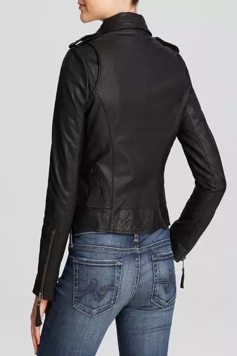 women's black lambskin leather biker jacket classic moto zip style modern ultimate