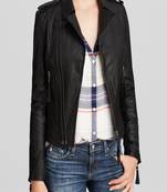women's black lambskin leather biker jacket classic moto zip style modern ultimate