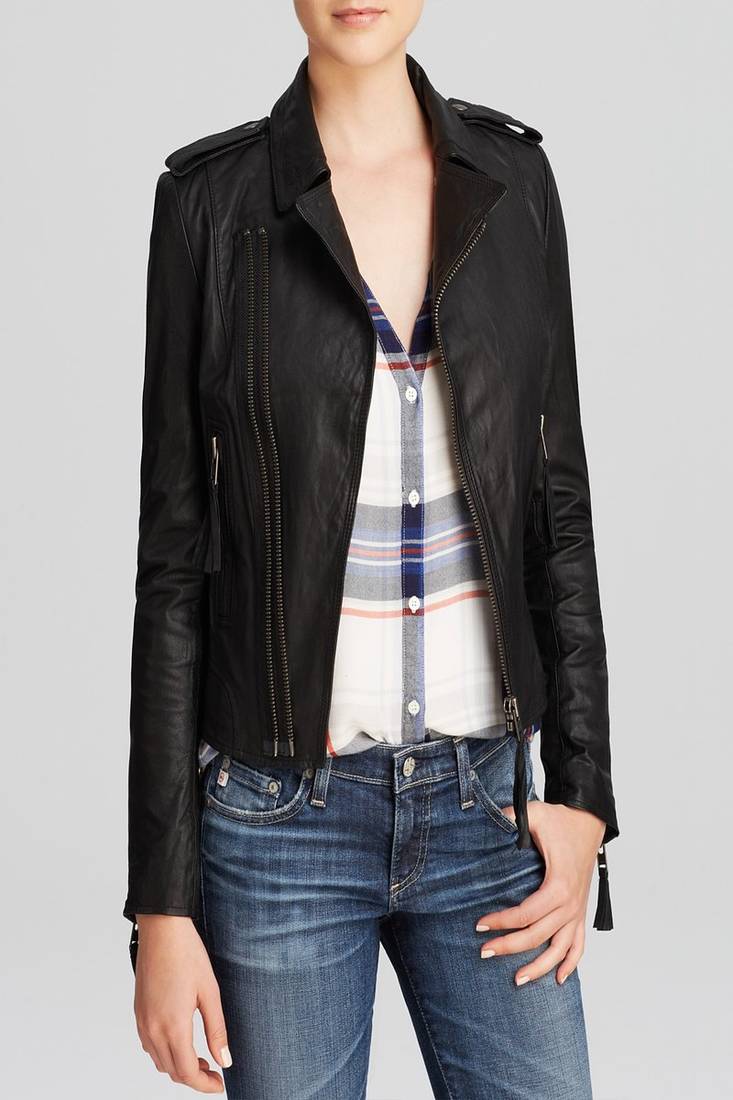 Womens genuine lambskin black leather motorcycle slim fit designer ladies biker jacket-cl-w398