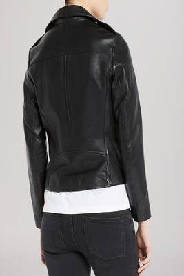 women's black lambskin leather biker jacket classic moto zip style modern advanced 2