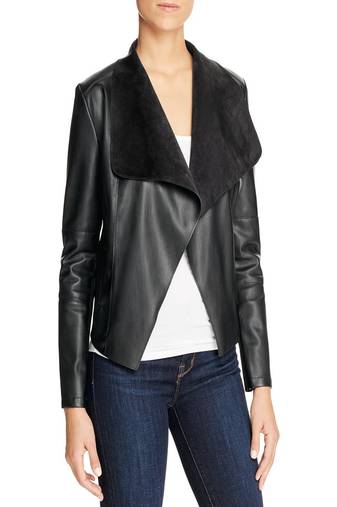 women's black lambskin leather biker jacket classic moto zip style modern featured