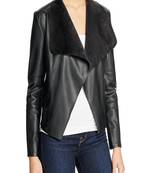 women's black lambskin leather biker jacket classic moto zip style modern featured