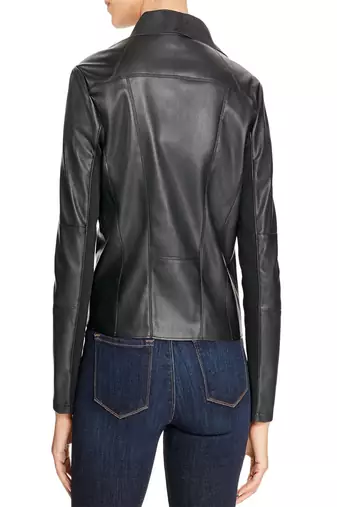 women's black lambskin leather biker jacket classic moto zip style modern featured