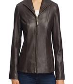 women's brown lambskin leather biker jacket classic moto zip style fine