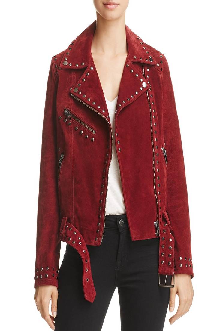 Womens genuine lambskin red leather motorcycle slim fit designer ladies biker jacket-cl-w402