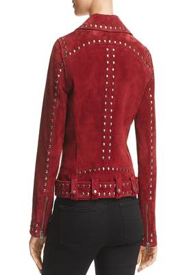 women's red lambskin leather biker jacket classic moto zip style elegant 2