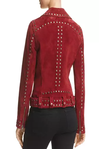 women's red lambskin leather biker jacket classic moto zip style elegant