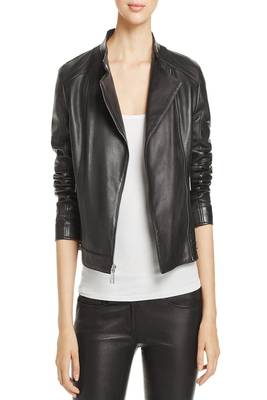 women's black lambskin leather biker jacket classic moto zip style stylish premium 1