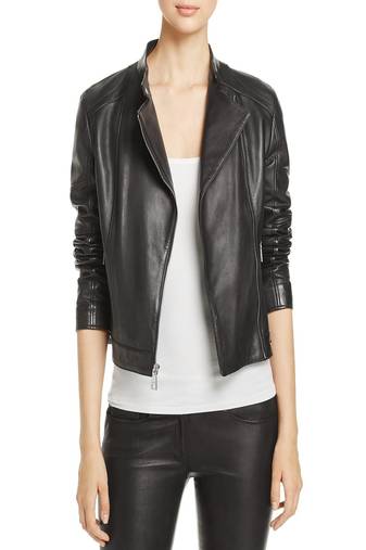 women's black lambskin leather biker jacket classic moto zip style stylish premium