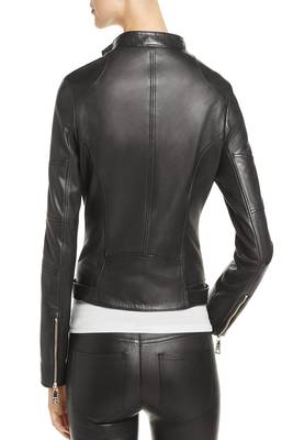 women's black lambskin leather biker jacket classic moto zip style stylish premium 2