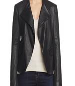 Womens genuine lambskin black leather motorcycle slim fit designer ladies biker jacket-cl-w404