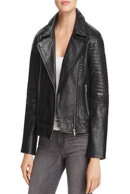 women's black lambskin leather biker jacket classic moto zip style stylish modern 1