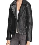 Womens genuine lambskin black leather motorcycle slim fit designer ladies biker jacket-cl-w405